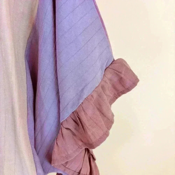 Storia Mauve Boho Rayon Blend Oversized Tie Waist Ruffle Mini Dress Size S - Picture 12 of 16